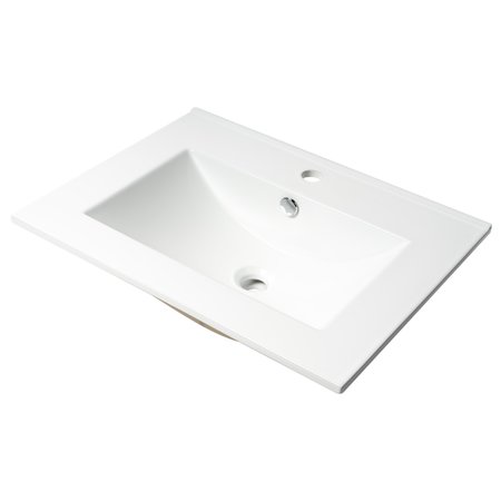 ALFI BRAND ALFI brand ABC803 White 25" Rectangular Drop In Ceramic Sink with Faucet Hole ABC803